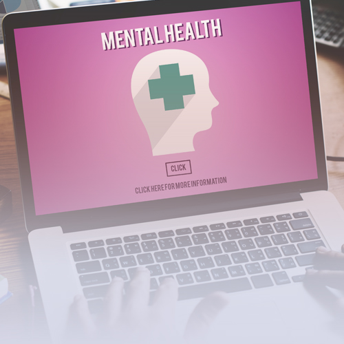 laptop showing mental health resources